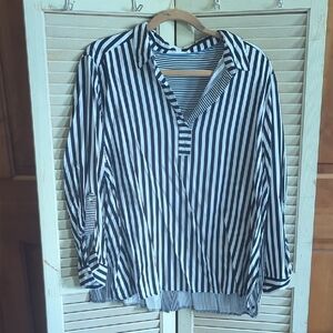 Black and White Striped Women's Top